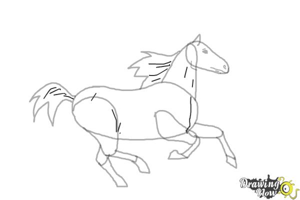 How to Draw a Horse Running - Step 8 How to Draw a Horse Running - Step 8
