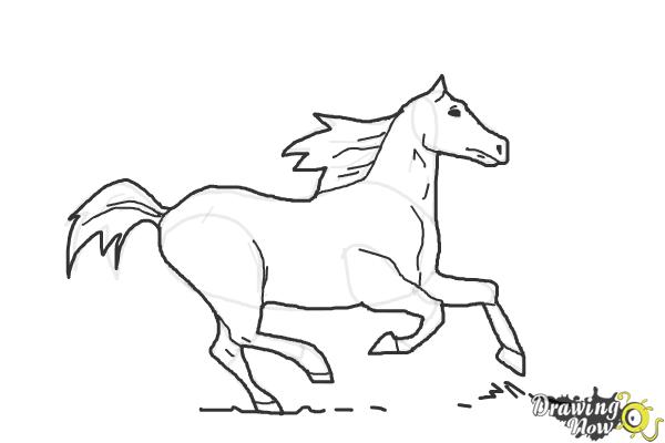 How to Draw a Horse Running - Step 9 How to Draw a Horse Running - Step 9