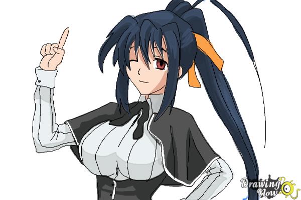 How to Draw Akeno Himejima from High School DxD - Step 11