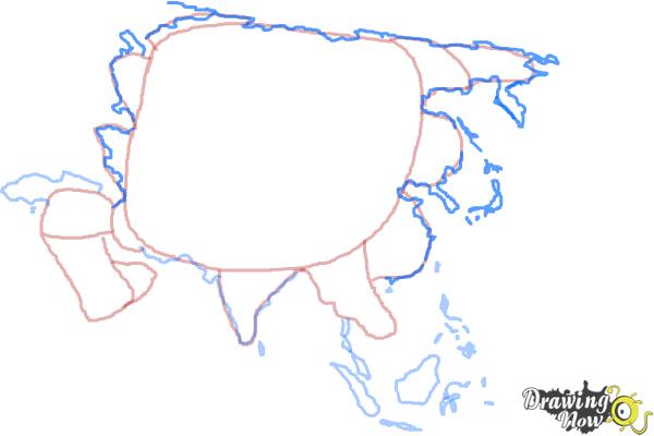 How to Draw Asia - Step 7