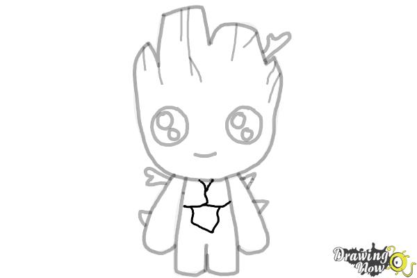 How to Draw Baby Groot from Guardians of the Galaxy - Step 10 How to Draw Baby Groot from Guardians of the Galaxy - Step 10