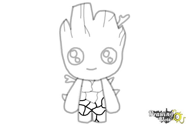How to Draw Baby Groot from Guardians of the Galaxy - Step 11 How to Draw Baby Groot from Guardians of the Galaxy - Step 11