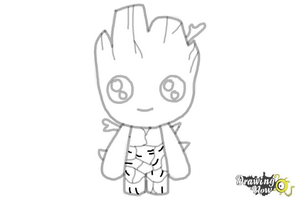 How to Draw Baby Groot from Guardians of the Galaxy - Step 12 How to Draw Baby Groot from Guardians of the Galaxy - Step 12