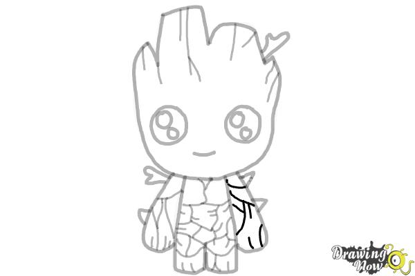 How to Draw Baby Groot from Guardians of the Galaxy - Step 14 How to Draw Baby Groot from Guardians of the Galaxy - Step 14