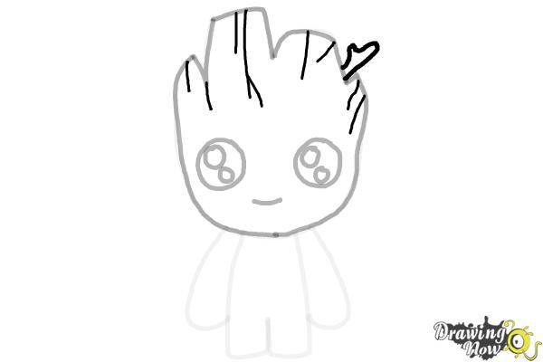 How to Draw Baby Groot from Guardians of the Galaxy - Step 7 How to Draw Baby Groot from Guardians of the Galaxy - Step 7