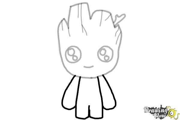 How to Draw Baby Groot from Guardians of the Galaxy - Step 8 How to Draw Baby Groot from Guardians of the Galaxy - Step 8