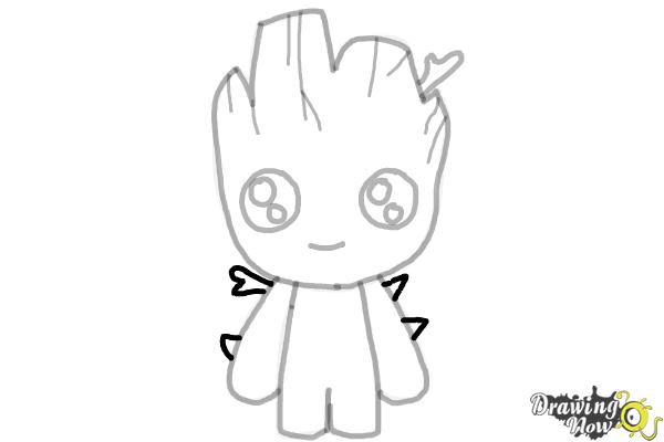 How to Draw Baby Groot from Guardians of the Galaxy - Step 9 How to Draw Baby Groot from Guardians of the Galaxy - Step 9