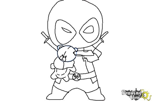 How to draw Chibi Deadpool - Step 9 How to draw Chibi Deadpool - Step 9