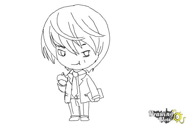 How to Draw Chibi Light Yagami - Step 9 How to Draw Chibi Light Yagami - Step 9