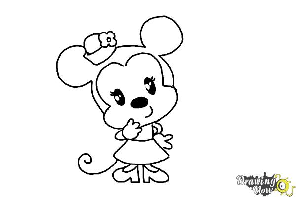 How to Draw Chibi Minnie Mouse - Step 10 How to Draw Chibi Minnie Mouse - Step 10