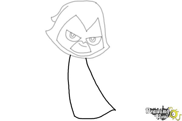 How to Draw Chibi Raven | Teen Titans - Step 8 How to Draw Chibi Raven | Teen Titans - Step 8