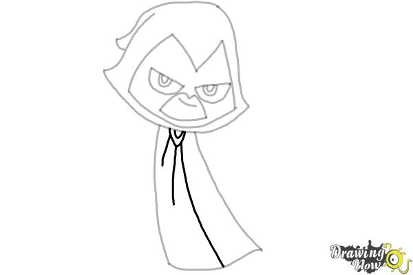 How to Draw Chibi Raven | Teen Titans - Step 9 How to Draw Chibi Raven | Teen Titans - Step 9