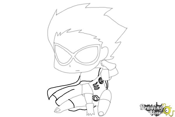 How to Draw Chibi Robin | Teen Titans - Step 9 How to Draw Chibi Robin | Teen Titans - Step 9