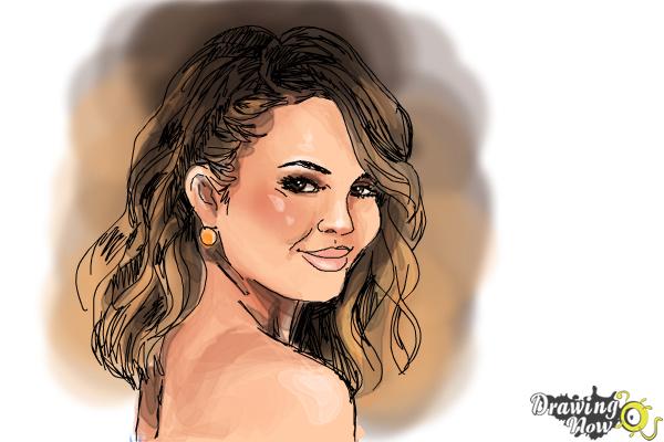 How to Draw Chrissy Teigen - Step 9