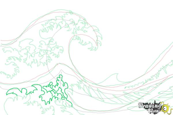 How to Draw Japanese Waves - Step 11 How to Draw Japanese Waves - Step 11