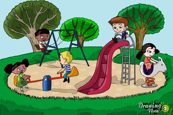 How to Draw Kids Playing In a Playground - Step 13 How to Draw Kids Playing In a Playground - Step 13