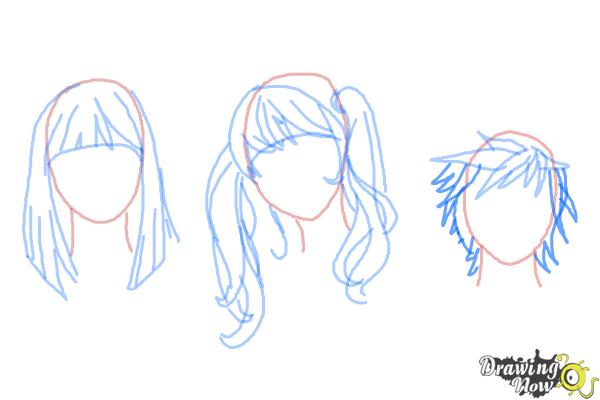 How to Draw Manga Hair - Step 11 How to Draw Manga Hair - Step 11