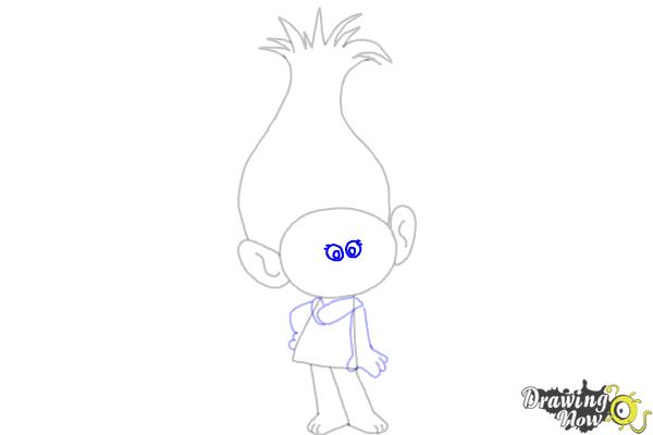 How to Draw Poppy from Trolls - Step 7