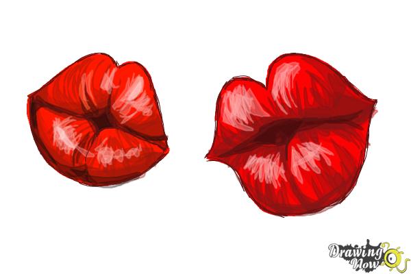 How to Draw Puckered Lips - Step 9